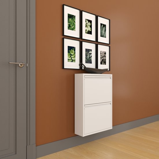 Meuble à chaussures Furni24, métal 50 x 15 x 70 cm, blanc RAL 9003