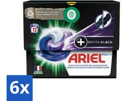 6 x Ariel Revita Black - Wasmiddelcapsules - Pods + - Donkere Was - 12 Wasbeurten - Wasmiddel Capsules - Donkere Was - Wasmiddel Zwart - Wasmiddel Glans - Wasmiddel Energiebesparend
