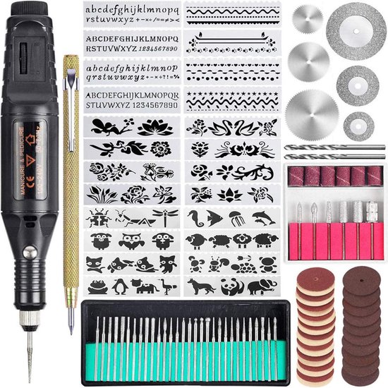 Metalen Graveerpen, Glasgraveerset, Draadloos Opladen, Draagbare DIY- graveerpen met Drie Snelheden voor Slijpen, Boren, Snijden (Zilver