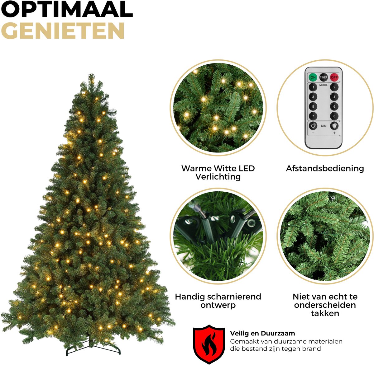 Ozocozy Kunstkerstboom - Kerstboom - 300 cm - Kunstkerstboom met LED-verlichting - Kerstboom met verlichting - 1200 LED lampjes - 3500 Takken - Kerst - Inclusief opbergtas – foto 5