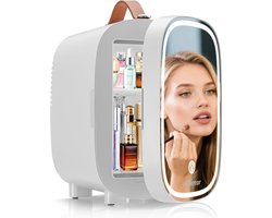Mini Koelkast 4L met Spiegel – Stille Kleine Koelkast voor Slaapkamer, Kantoor & Auto – Ideaal voor Make-up, Huidverzorging, Drankjes & Snacks – Wit