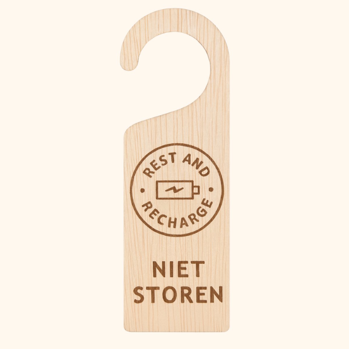 Houten Deurhanger – Niet Storen – 18x6 cm – Rest & Recharge – Duurzaam en Stijlvol
