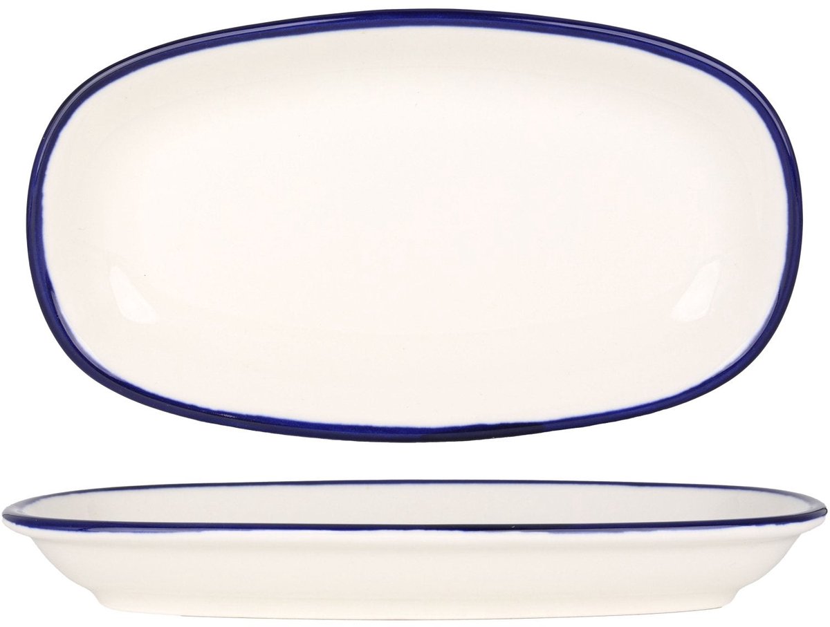 Rinart Serveerschaal - Blue Edge - Porselein - 25x15 cm - set van 2