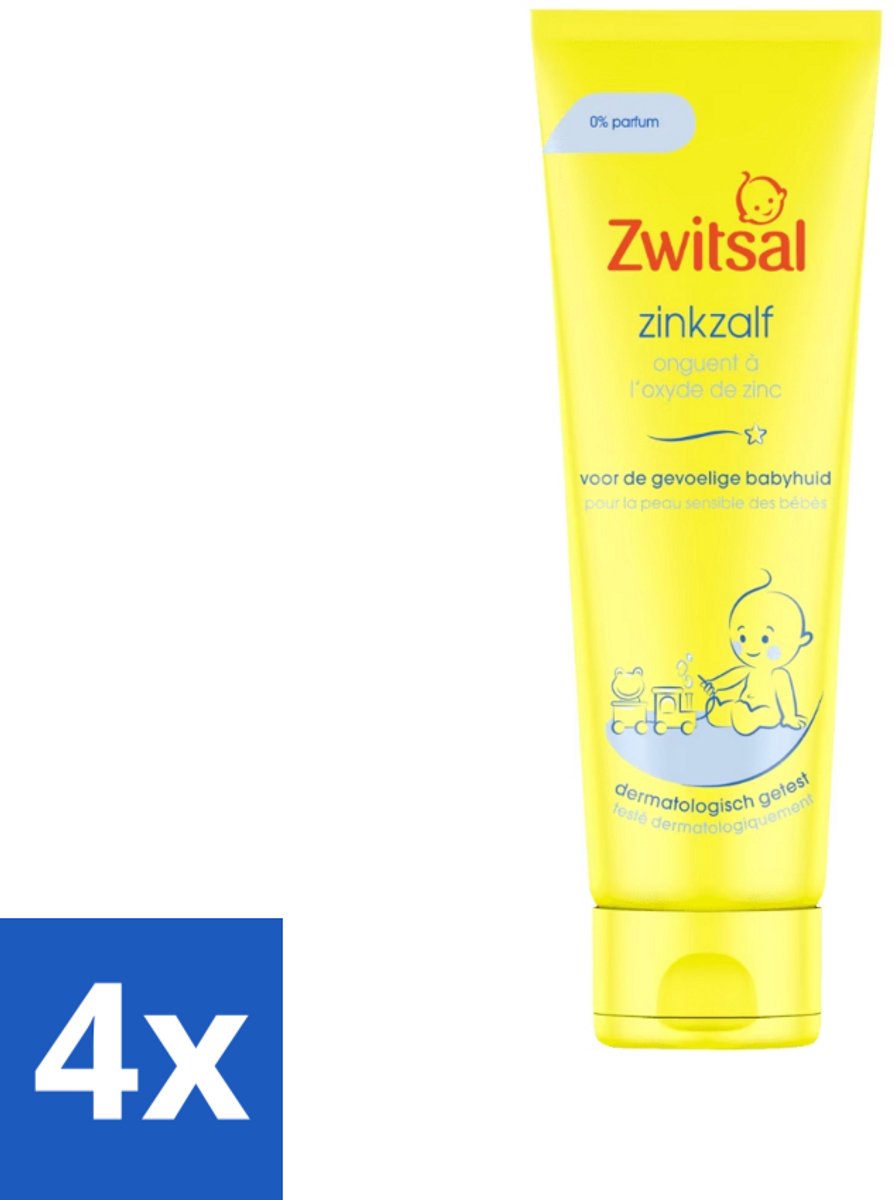 Image of 4 x Zwitsal Zinkzalf 100 ml - Babyhuid - Luieruitslag - Zinkzalf - Babyverzorging - Gevoelige Huid