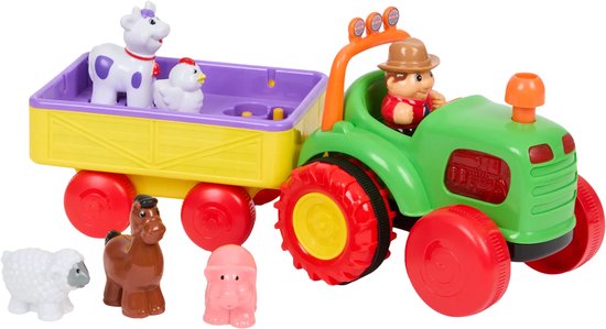 Tacobear Tractorspeelgoed met aanhanger, Grote Boerderij Tractor met Licht en Geluid Auto Transporter Vrachtwagen Speelgoed Trekker Voertuigen Kinderspeelgoed vanaf 3 4 5 6 Jaar Jongen Cadeau