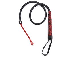 Smart Moves - Lange Bullwhip - 106 cm - Brokaat Kanten Handvat - Zwart/Rood