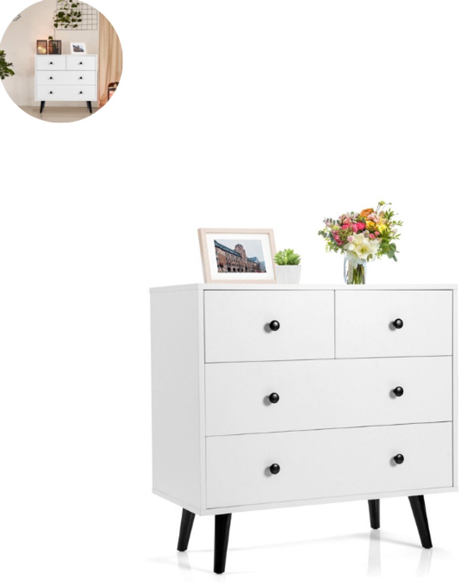 Ladekasten - Slaapkamer - Kledingkasten - Commode - Organizer - Massief - Wit