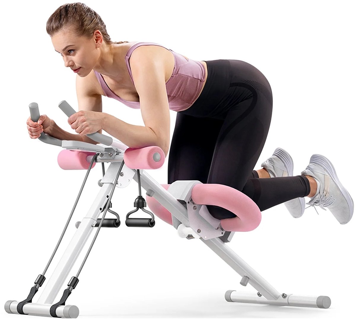 Betaalbare Goederen® Ab Machine Verstelbare Trainer - roze - Workout - Opvouwbare Kniebescherming - Buikspieroefening Machine Core Ab Oefening Systeem Trainer - Ab Machine Verstelbare Trainer Workout Opvouwbare Kniebescherming Buikspieroefening Mac