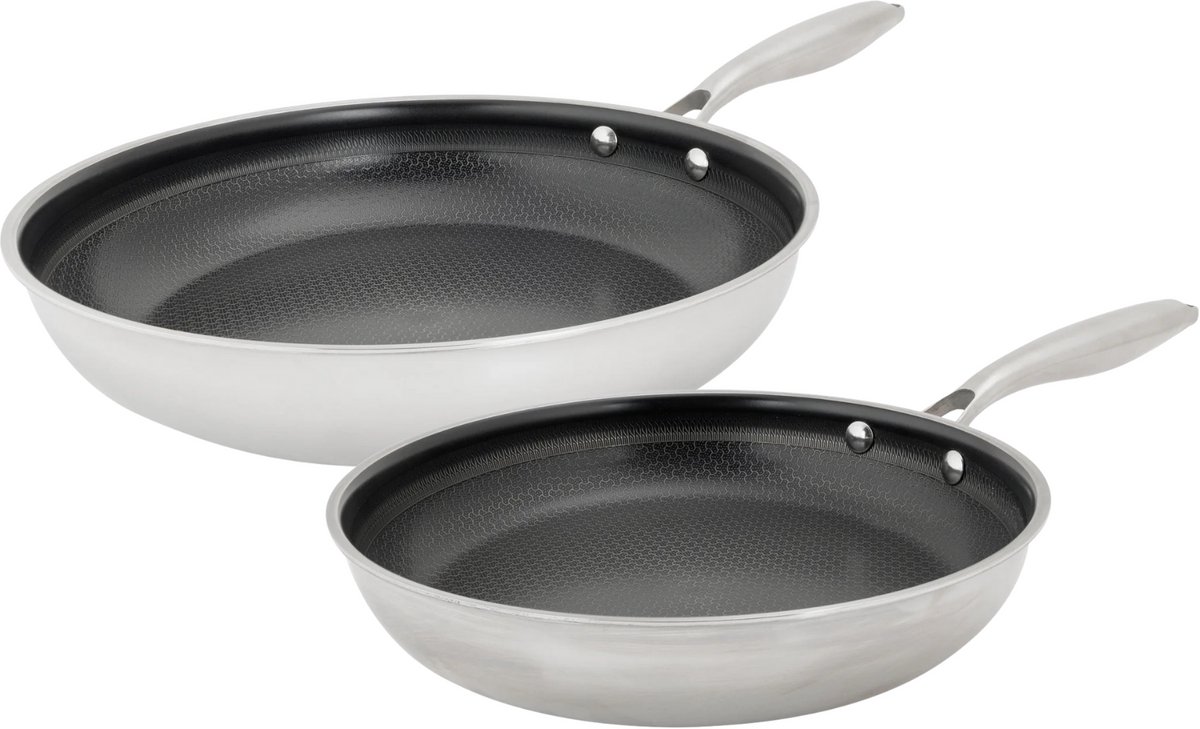 Cookinglife Koekenpannenset HexaCook - Hybride Pan 2-Delig ø 24 & 28 cm - NON STICK - geschikt voor alle warmtebronnen - keramische anti-aanbaklaag