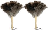 2 Stuks Plumeau voor struisvogelveren - reinigingsgereedschap - klein stofgereedschap - antistatische stofdoeken plumeau - huishouden - het afvegen van stof - wordt geleverd met houten handvat - geschikt voor ruimtes - hoeken - boekenrekken - 30cm