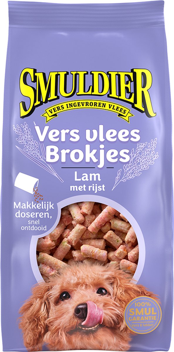 Smuldier Vers vlees Brokjes Lam met Rijst | 48 st. | compleet | diepvries hondenvoer | vers vlees
