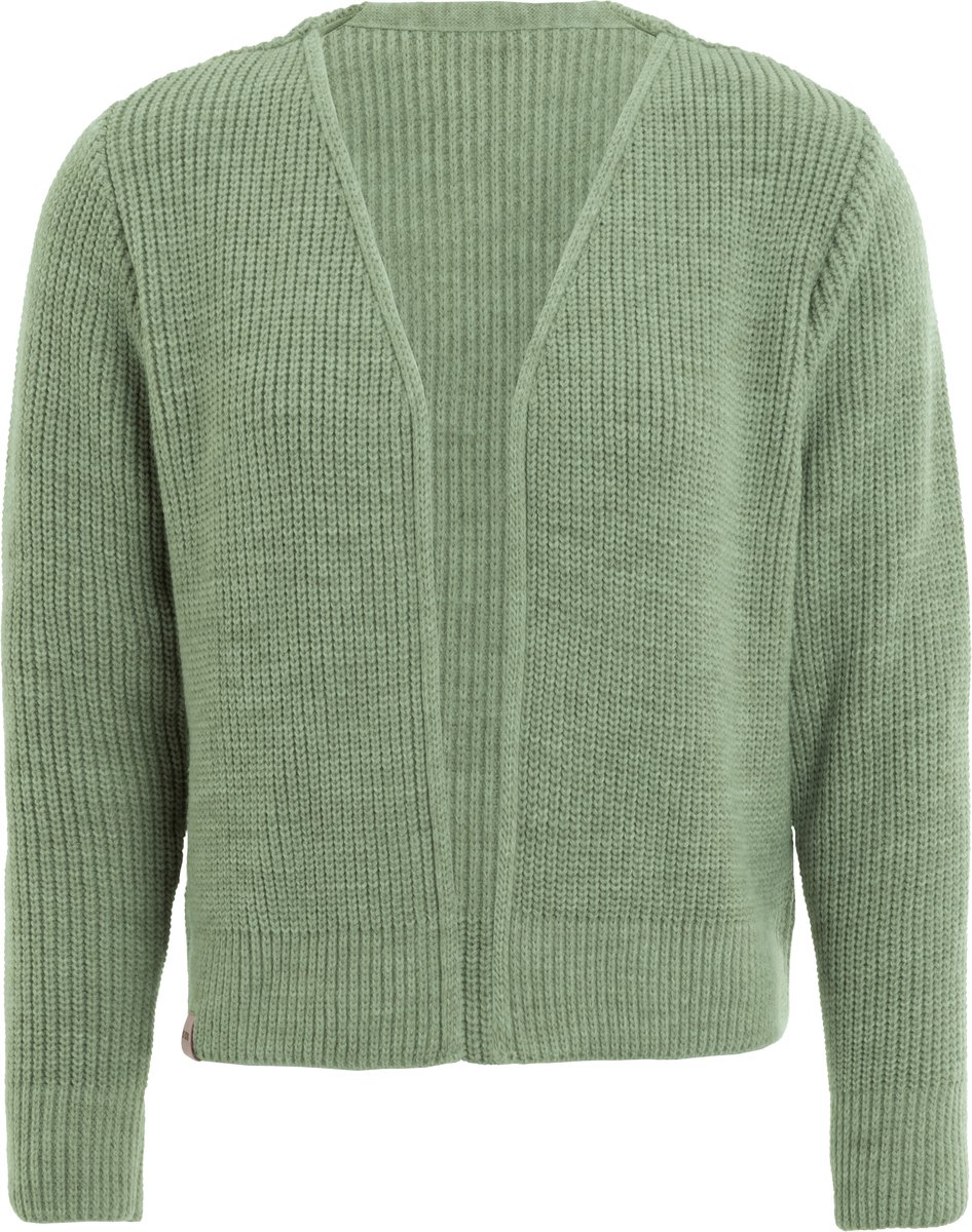 Knit Factory - Lenny Gebreid Vest - Gebreide dames cardigan - Kort vest op heuphoogte - Lichtgroen damesvest gemaakt uit 30% wol en 70% acryl - Sage Green - 40/42