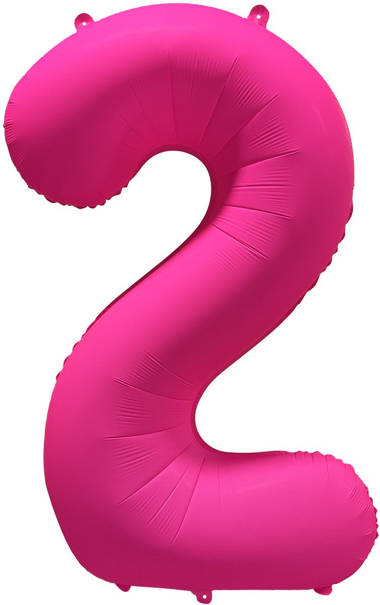 Folieballon 2 jaar - Neon Roze - 86 cm