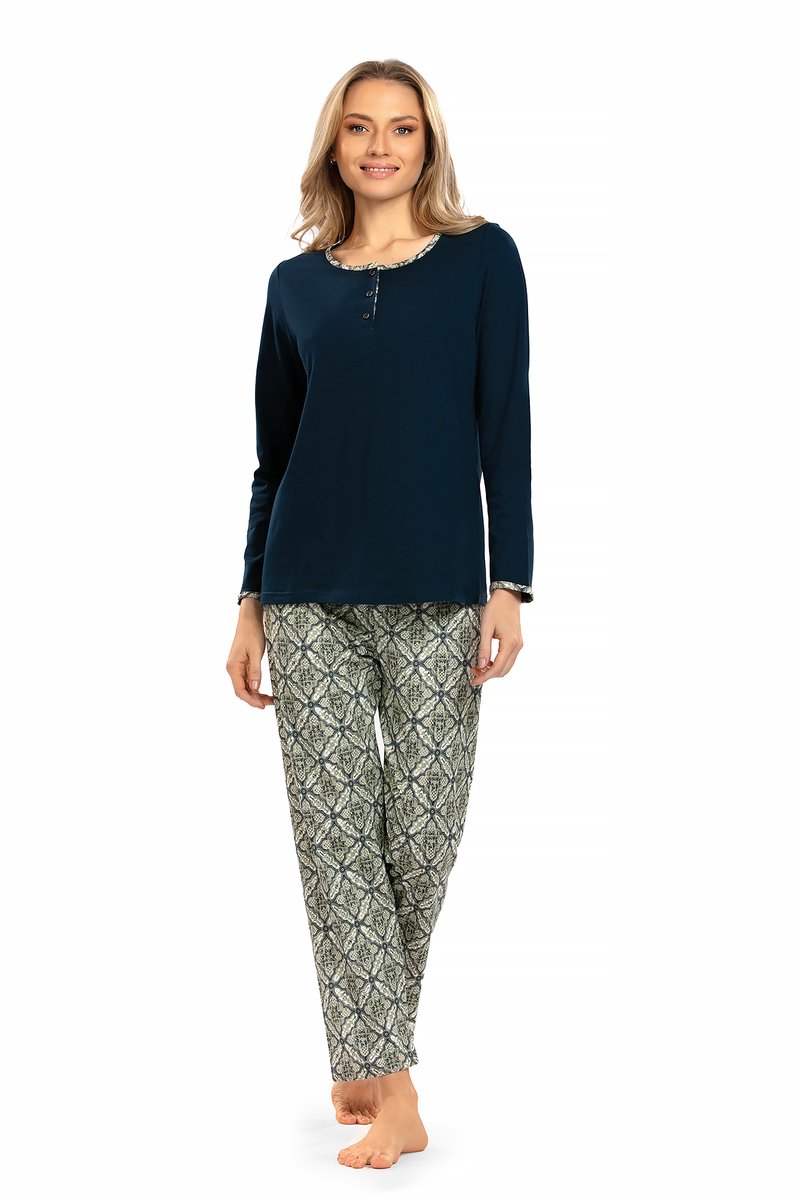 Comtessa Ascafa - Dames Pyjama - 100% Katoen - Donkerblauw