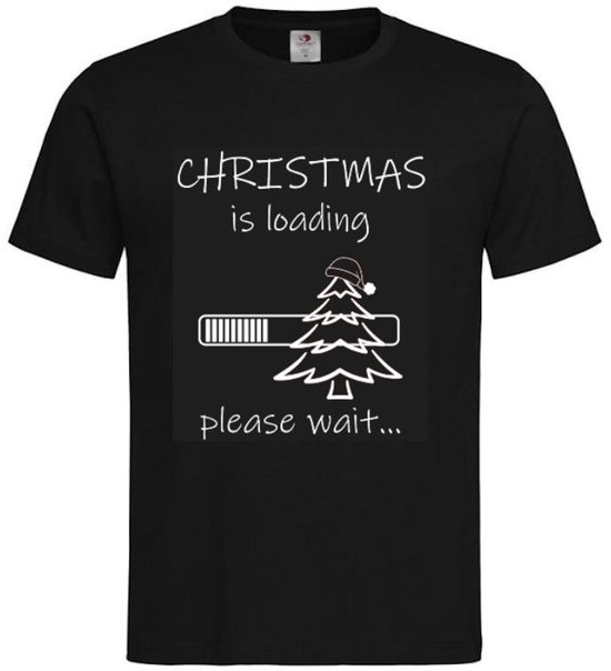 T-Shirt Unisexe Adultes Wrong Noël Noël Femme Texte Drôle "NOËL est en cours de chargement Veuillez patienter..." Sur le Devant | manche courte | Noir / Blanc | taille XXL