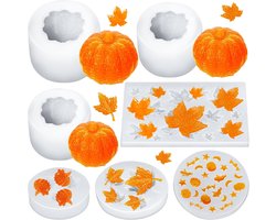 7 Pumpkin Candle Molds - siliconen mallen Geschikt Voor pompoenen - Siliconen mal set - Herfst Halloween Herfstblaadje - DIY knutselen decoratie - handgemaakt ornamenten