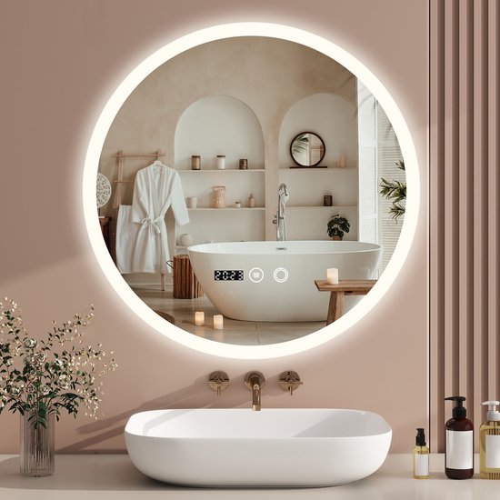 Ronde spiegel met verlichting en verwarming