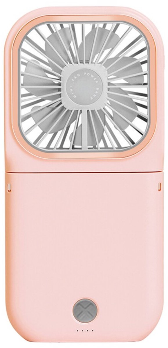 Draagbare mini-ventilator, opvouwbaar, ophangbaar, USB-oplaadbare ventilator - roze