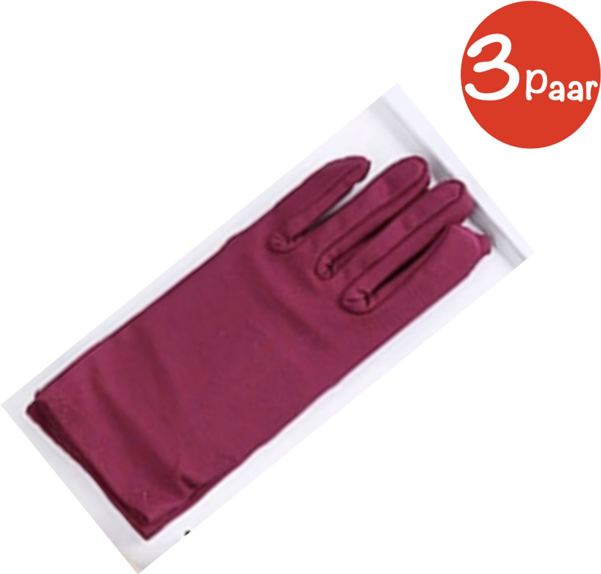 Vrouwelijke handschoenen donkerrood - Dames handschoenen maat ML 3Paar