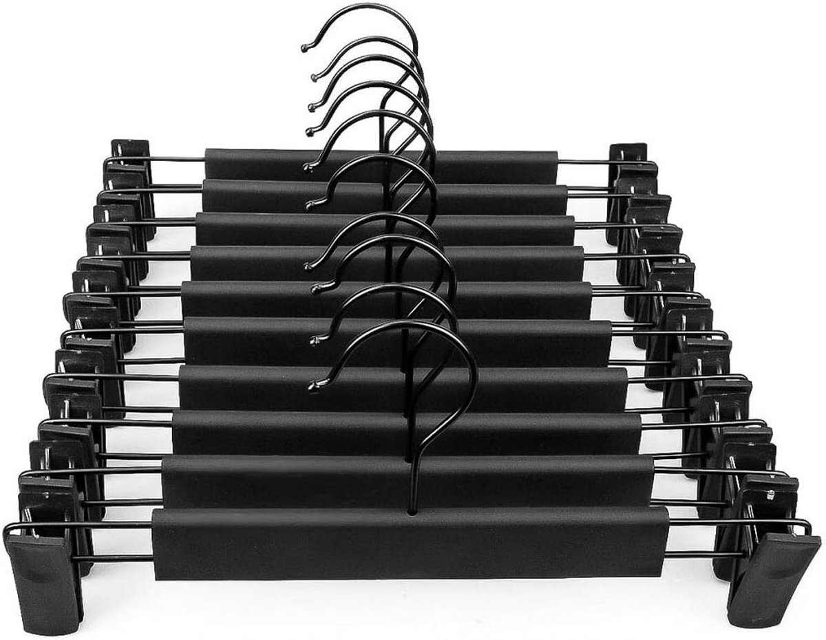 Duurzame hangers voor broeken, rokken en jurken met antislipclips, 10-pack