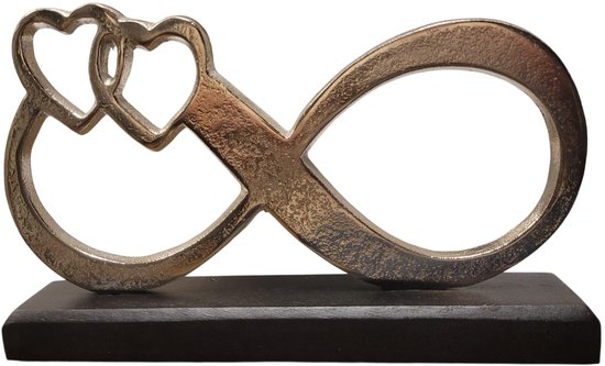 Sculpture amour infini l'un pour l'autre - bois de manguier - aluminium 16x25