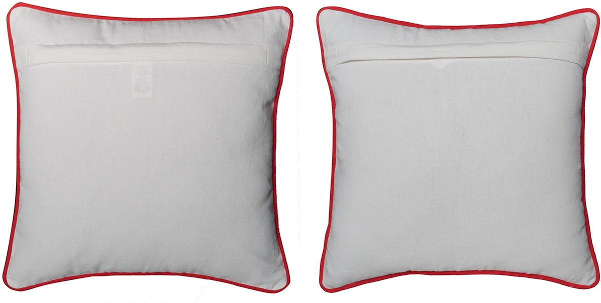 Kerstkussen Set van 2 Kussenhoezen incl. Gratis Kussenvulling - Kerst Kussenhoes - Vierkant Kussenhoesjes - Kerstkussens met Wintertafereel Borduurwerk - 45x45 cm - 100% Katoen - Voor Binnen - Wit & Rood – foto 7