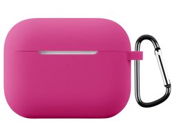 Telestore - hoesje geschikt voor AirPods Pro 3 soft case cover - donker roze - TPU hoesje Beschermhoes - AirPods Pro 3 Cover - AirPods Pro 3 hoesje - Geschikt voor Apple AirPods Pro 3 - gel hoesje met sleutelhanger
