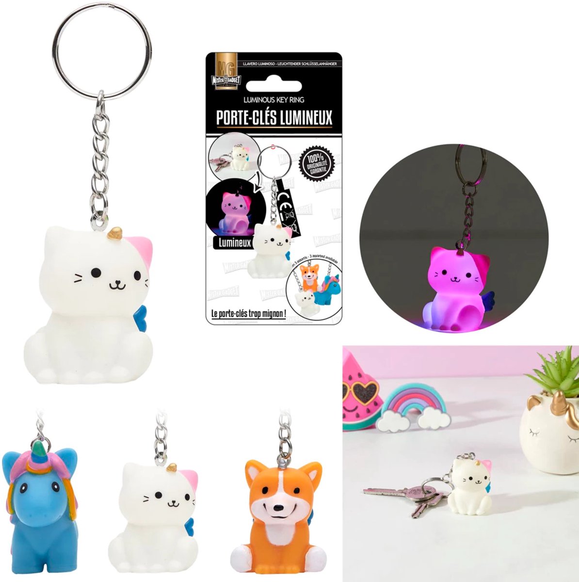 Kawaii verlichte sleutelhanger
