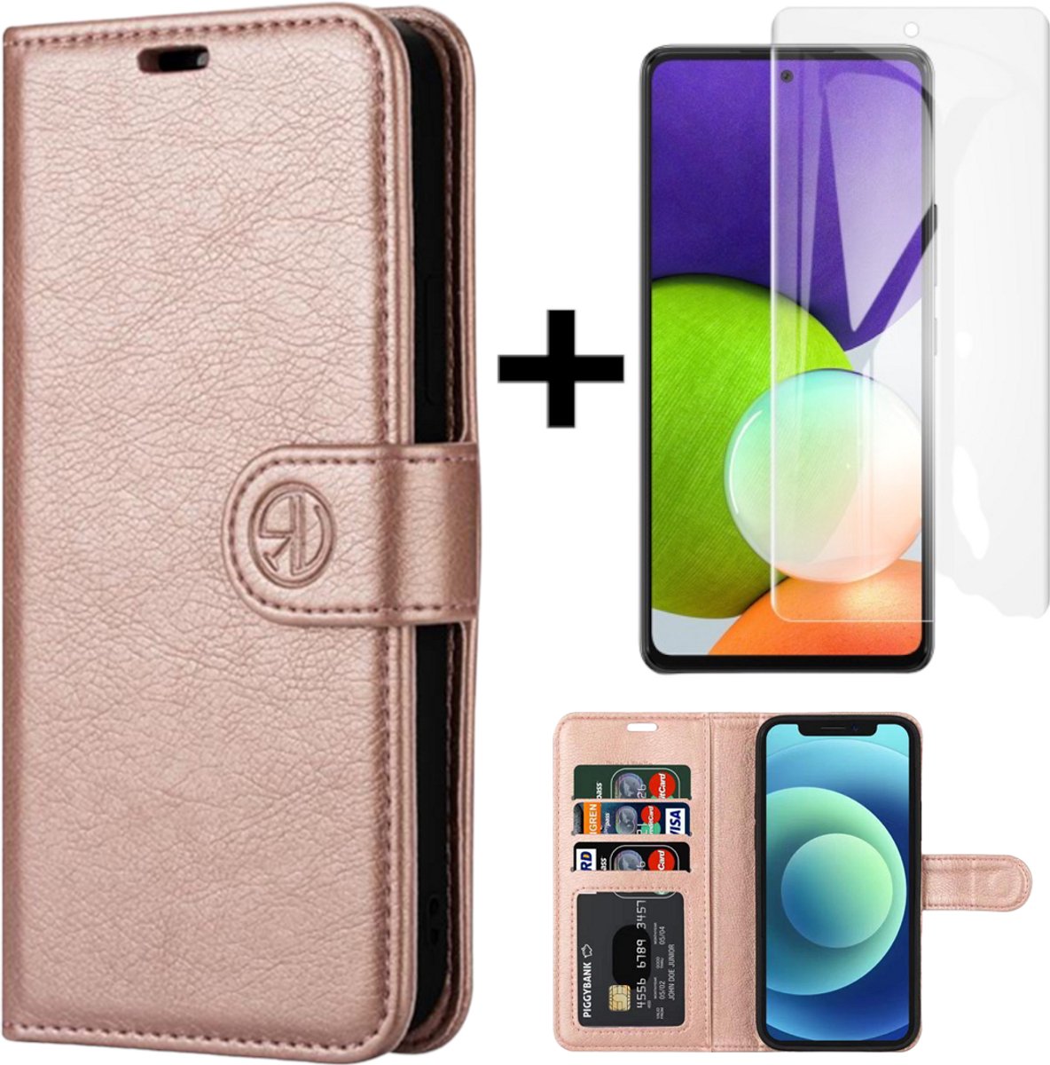 Hoesje Geschikt voor Samsung Galaxy A13 4G (Geen 5G) /Book case/Portemonnee Book case kaarthouder en magneetflipje/A13 4G hoesje kleur Rosé Goud