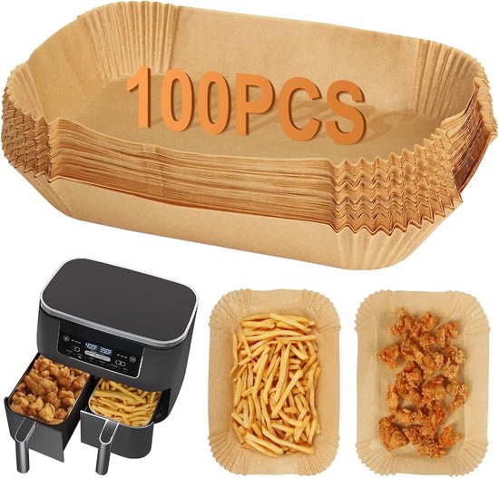 Siliconen bakpapier - Geschikt voor Airfryer-liners - Compatibel met Dual-Zone friteuses - 100 stuks
