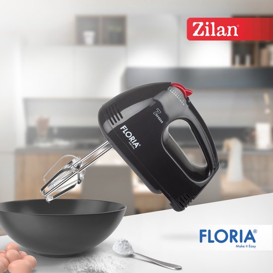 Floria Handmixer ZLN7567 - 150W - 7 Snelheden - Inclusief Gardes & Deeghaken - Zwart van Floria — afbeelding 4