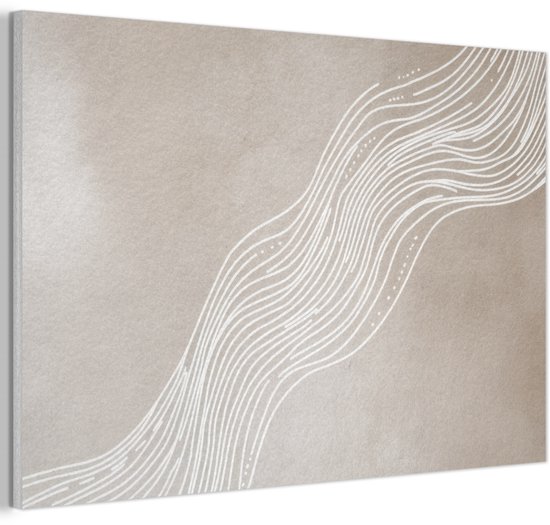 Akoestisch wandpaneel 90x60 cm - Vilt schilderij Golvende lijnen - Vloeiend - Zandkleurig - Akoestische panelen - Geluidsdempende wanddecoratie - Geluidsisolatie woonkamer - Muurdecoratie geluidspanelen