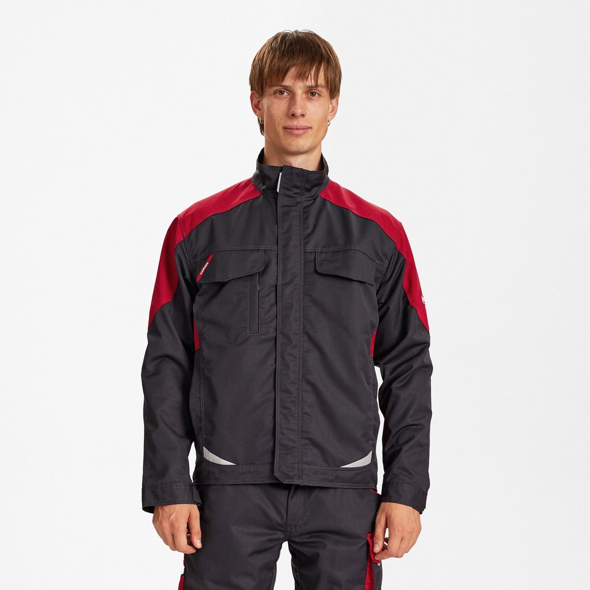 Engel Galaxy Light werkjack 1290-880 - Anthracite Grey / Tomato Red - XL