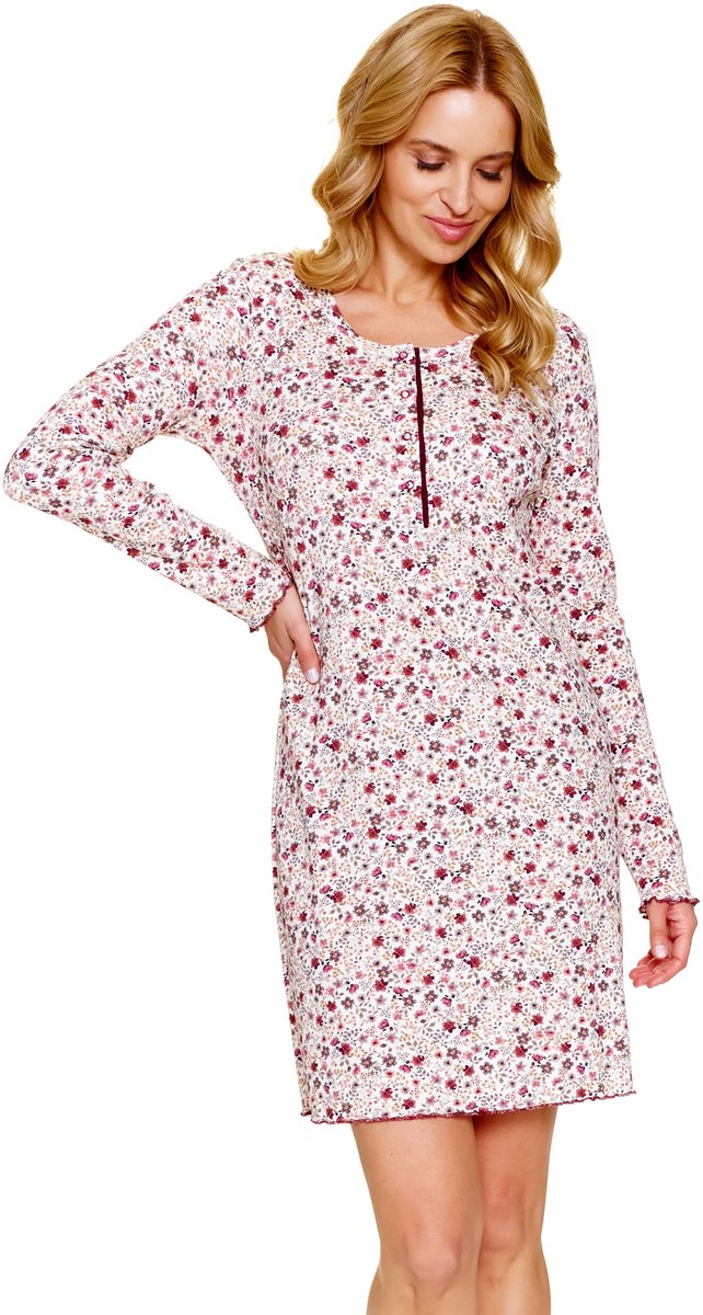 Doctor Nap Katoenen Nachthemd Borstvoeding Zwangerschap Flores TM.7308 46 / Wit