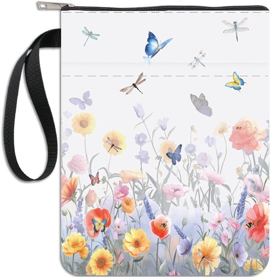 Foto: Vlinder boekhoes met rits bloemen design hardcover paperback waterdicht boekzakje tas protector voorvak case cover leuke cadeau voor vrouwen boekenliefhebbers bibliofiel 