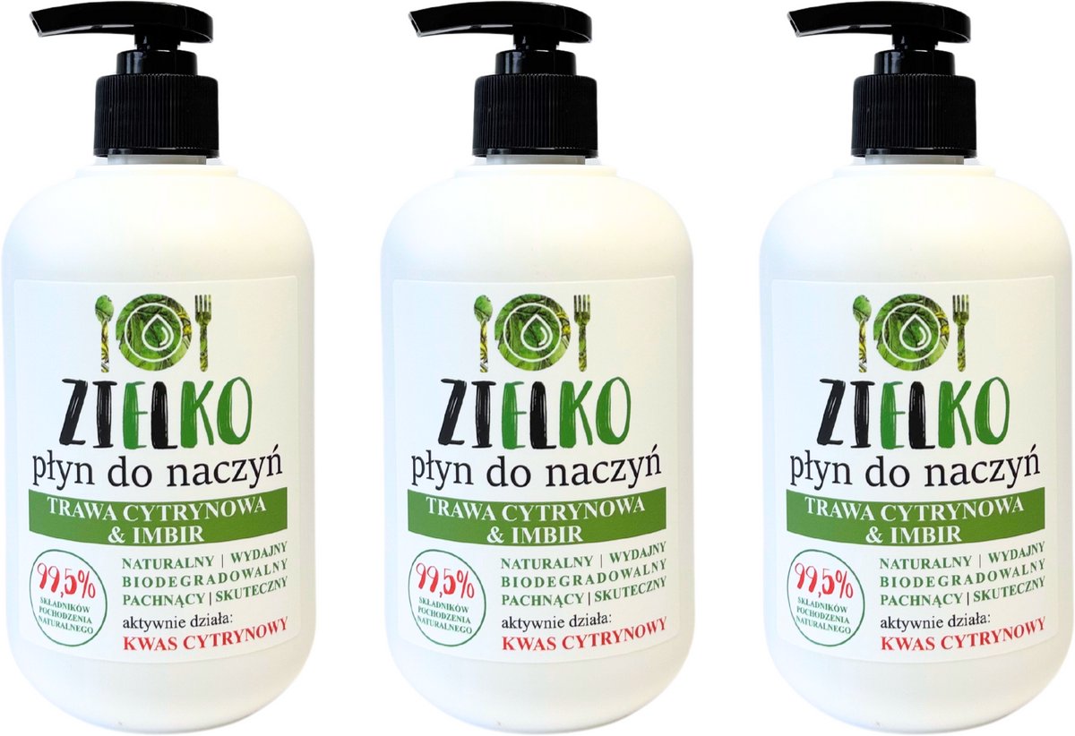 ZIELKO Afwasmiddel Citroengras – 3×500 ml – Ecologisch Voordeelpak