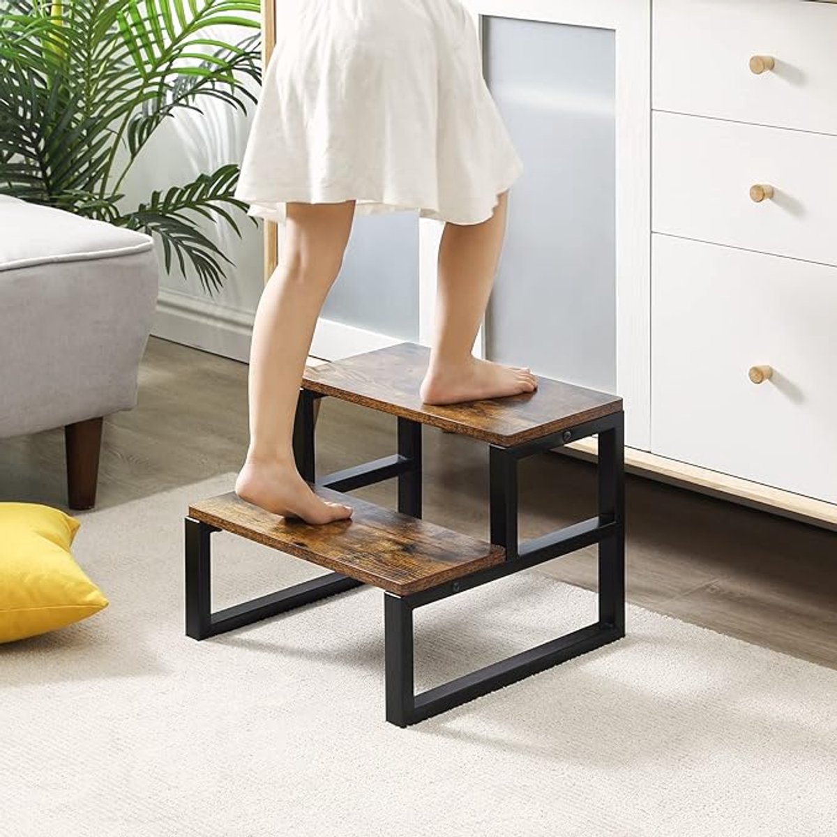 Stacker kruk metaal/stof zwart 48x41x41 cm kopen? | Stoelen