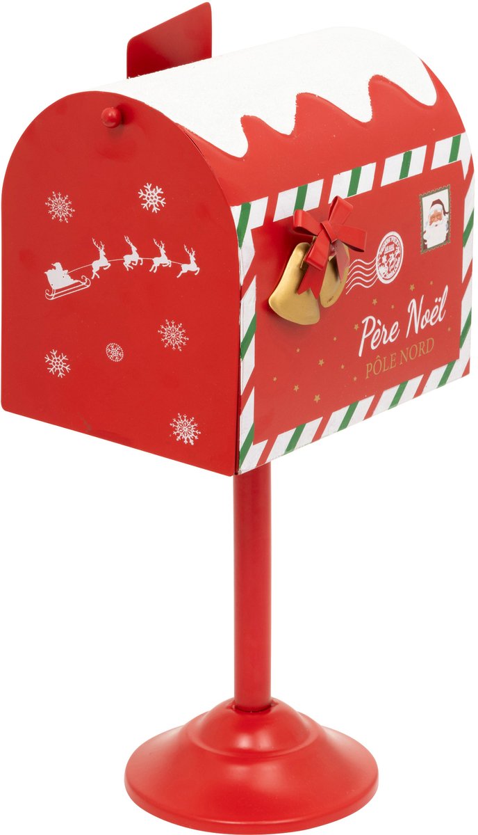 Metalen brievenbus voor de Kerstman, op een paal, 32 cm