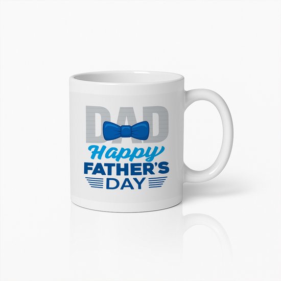 Vaderdag Mok 330ml – Happy Father’s Day Koffiebeker met Strikje – Cadeau voor Vader