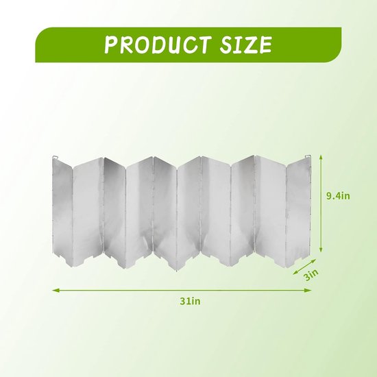 Kookwindscherm-buitenkeuken-2-delige kampeerkachel windschermen - 10 stuks aluminiumlegering opvouwbare windschermen - voor kachel kamperen backpacken wandelen picknick - zilver - 24x10cm — afbeelding 3