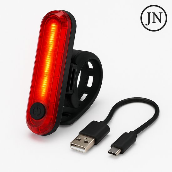 JN® Oplaadbare LED Achterlamp - Stijlvolle en Waterdichte Fietslamp met USB-aansluiting - Superheldere Fietsverlichting voor Dag & Nacht Veiligheid - achterlicht fiets - Led achterlamp - Fietsverlichting - achterlicht van Merkloos — afbeelding 5