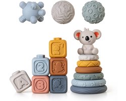 Joymaxx Baby Speelgoed 3-in-1 Sensorische Ballen Stapelblokken Stapelringen Koala