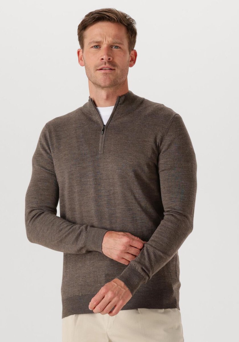 STEFANO LAURAN Half Zip Anders Truien & Vesten Heren - Sweater - Hoodie - Vest- Bruin - Maat L