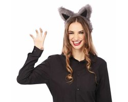 Weerwolf Oren - Haarband Donkergrijs Oren - Pluche Diadeem Dieren