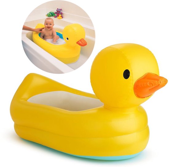 Munchkin Babybadje White Hot® Duck Tub l Opblaasbaar baby bad - Multifunctioneel baby eend bad