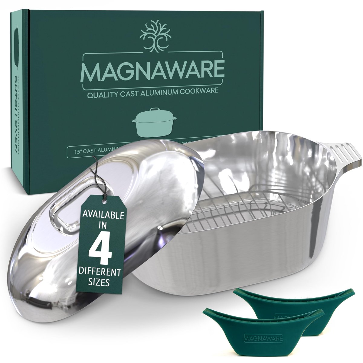 Magnaware gietaluminium braadpan – ovaal 9,5 L – lichtgewicht Dutch oven met deksel