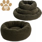 Dogs&Co® Donut Teddy 60cm Groen - Zachte fluffy mand voor hond - Wasbaar - Ronde Hondenmand - Antistress