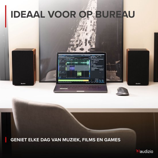 HiFi speakers - Audizio KS01 - Boekenplank speakers - Bluetooth - Houtlook - 80W van Audizio — afbeelding 4
