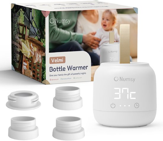 Numsy Velmi Draagbare Flessenwarmer Onderweg - Draadloos - Incl 4 Adapters