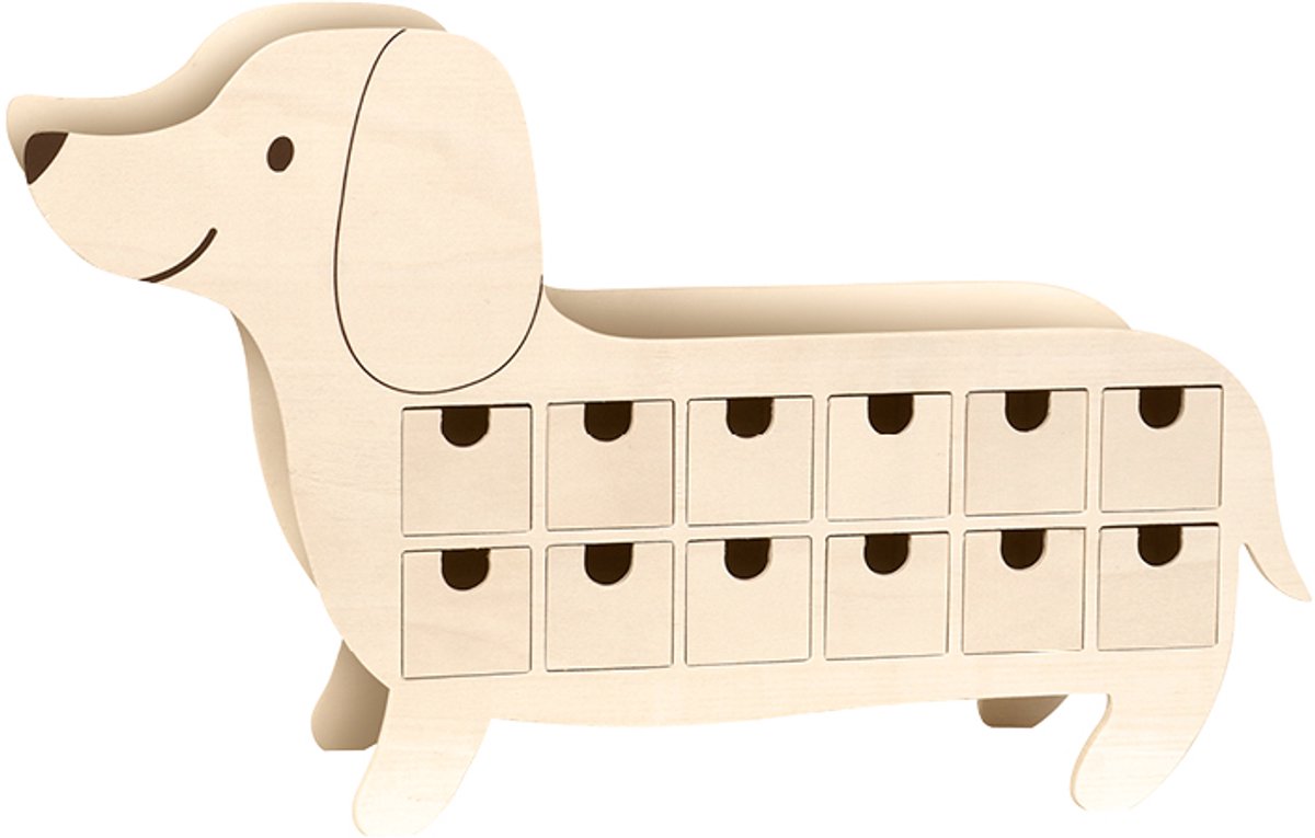 Adventskalender hond 46,5x28,5x12,5cm - Artemio